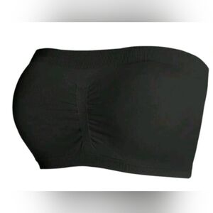 Plus Size Solid Wireless Strapless Knitted Bandeau Bra Black